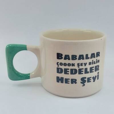 BABALAR ÇOK ŞEY BİLİR DEDE-KARE KUPA - YEŞİL SAP - 1