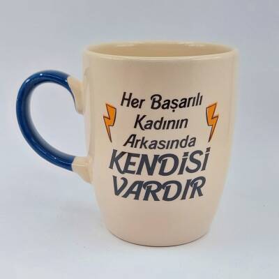 HER BAŞARILI KADININ ARKASINDA - OVAL KUPA - KOBALT SAP - 1