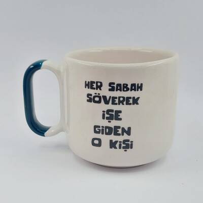 HER SABAH İŞE SÖVEREK GİDEN - ARYA ÇAY FİNCANI - YEŞİL SAP - 1