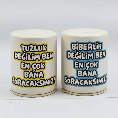 TUZLUK DEĞİLİM BEN & BİBERLİK DEĞİLİM BEN-SİLİNDİR SERAMİK TUZLUK & BİBERLİK - TRANSPARAN - 1