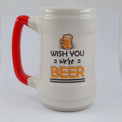 WİSH YOU WERE BEER-SERAMİK BİRA BARDAĞI - TURUNCU SAP - 1